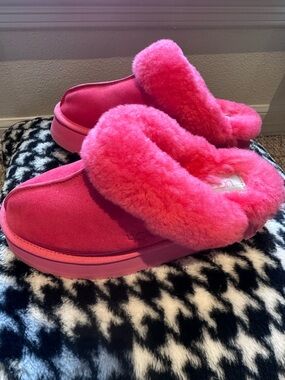 UGG Hot Pink Plush Clog Slippers